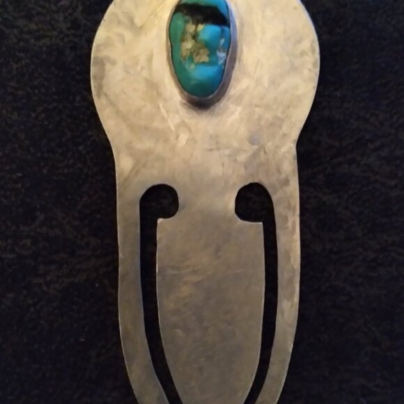 Vintage NavahoSilver and Turquoise Bookmark - Picture 1 of 3